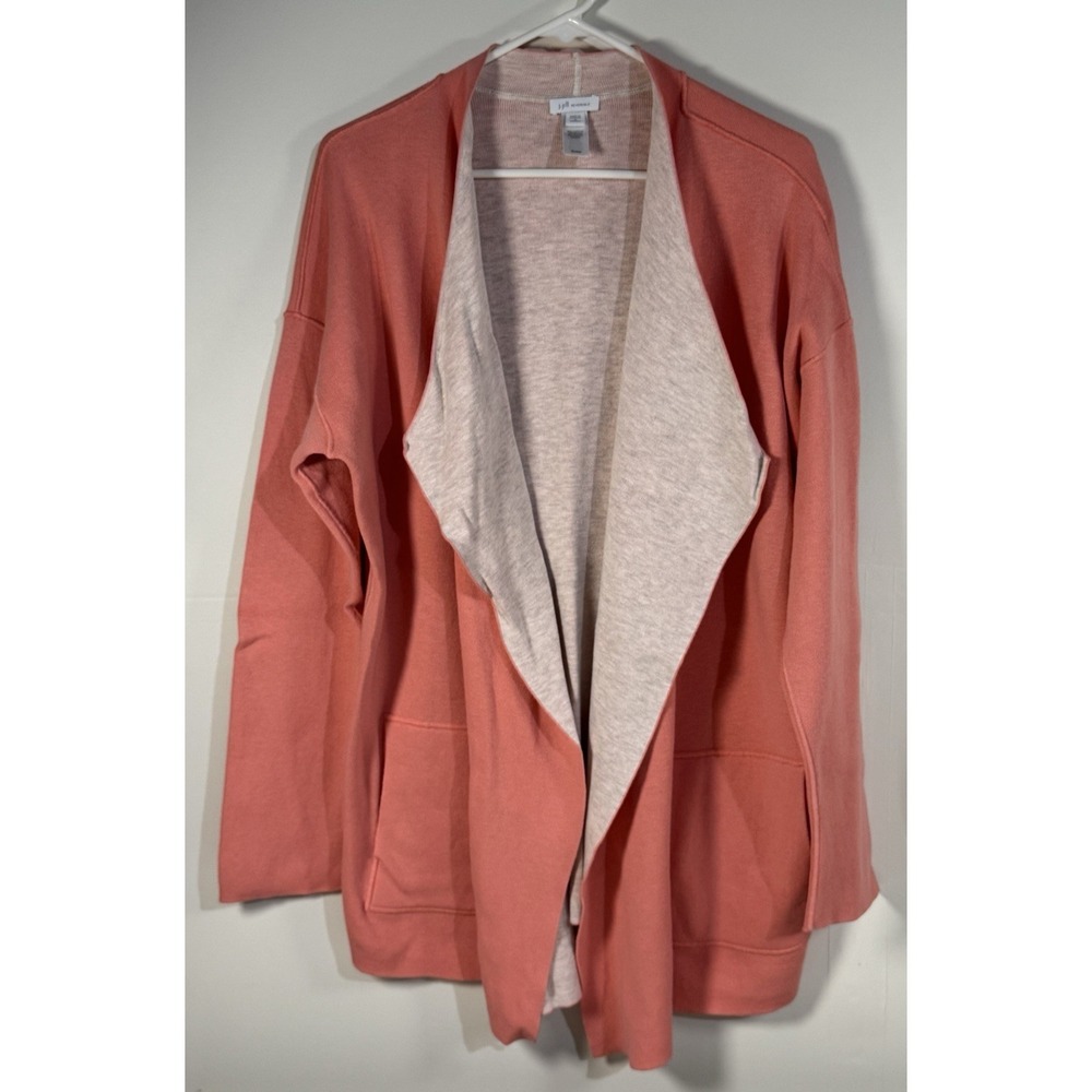 J. Jill Open Cardigan Reversible Peach Oatmeal Pockets Long Sleeve Womens 1x